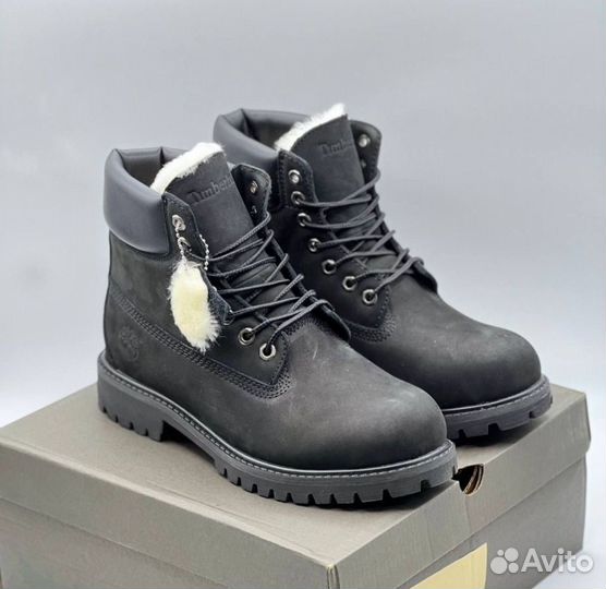 Ботинки Timberland черные с мехом зима