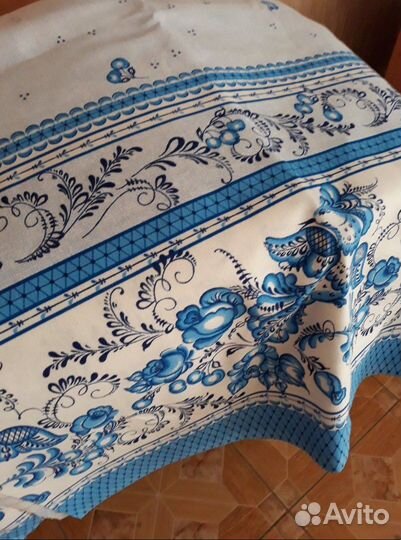 Ткань рогожка скатерная гжель шир.150 рулон