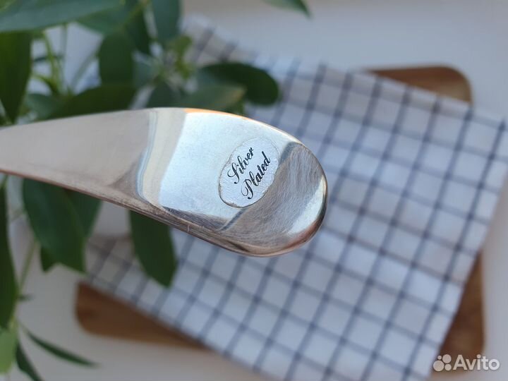 Большая ложка-ракушка для салата, посеребрение