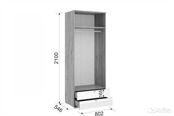 Алина Шкаф двухдверный со штангой