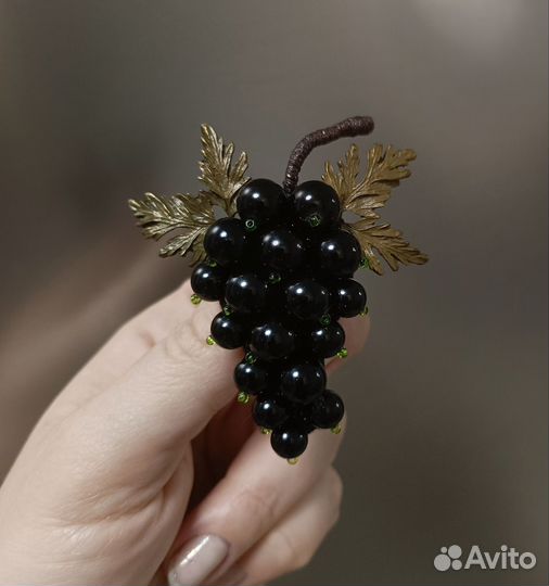Брошь с натуральным агатом