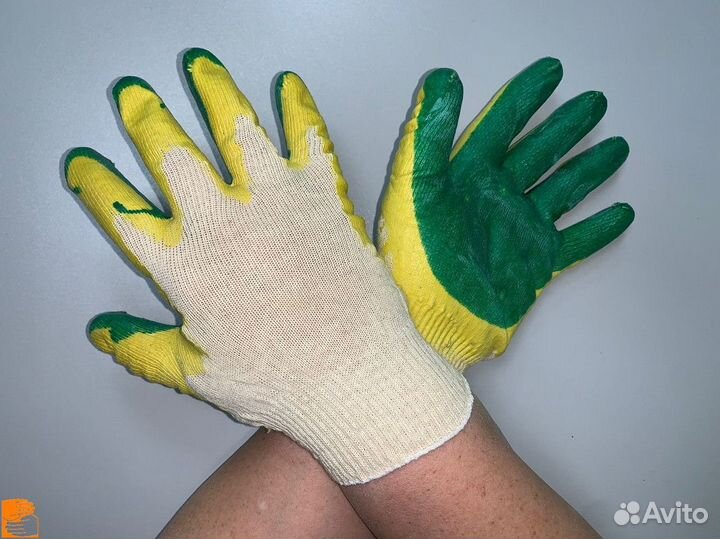 Перчатки х/б, с двойным обливом латекса
