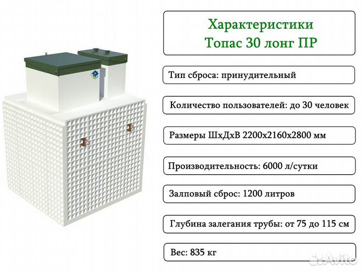 Септик Топас 30 long пр принудительный с доставкой