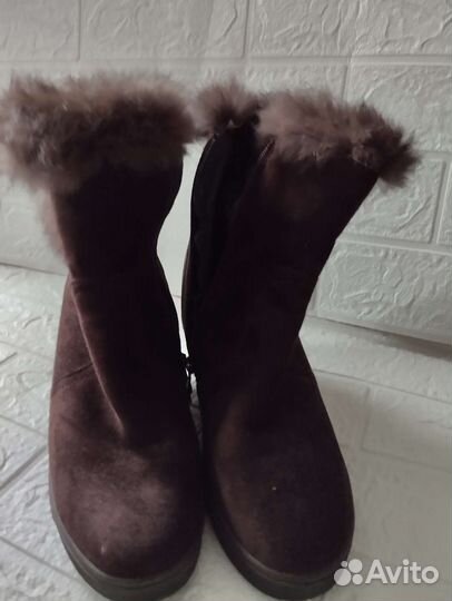 Полусапожки женские замшевые с мехом