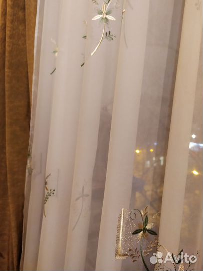 Занавески тюль белый с вышивкой