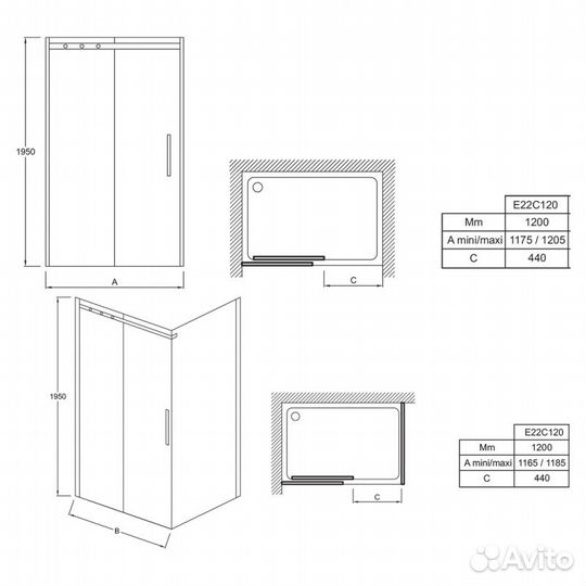 Душ. дверь Jacob Delafon 120x195 Хром e22c120-ga