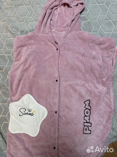 Халат-пончо на кнопках, размер 42-50