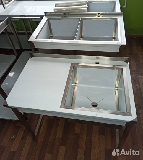 Стол с мойкой из нержавейки 100x60