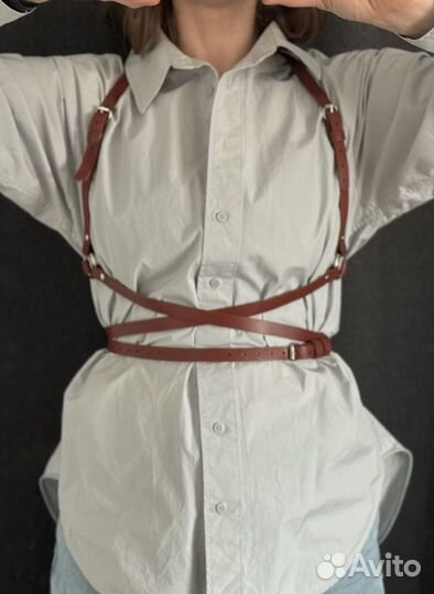 Кожаный ремень пояс портупея женская до 44