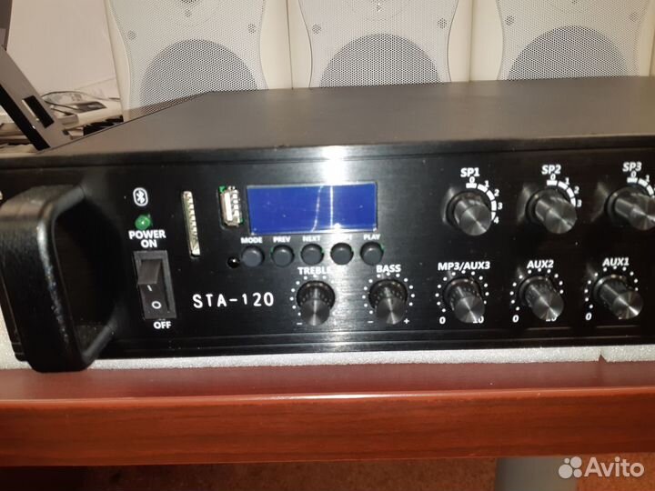 Звук для кафе, магазинов 120Вт с корп колонками