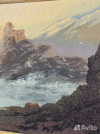 Картина парусник в бухте