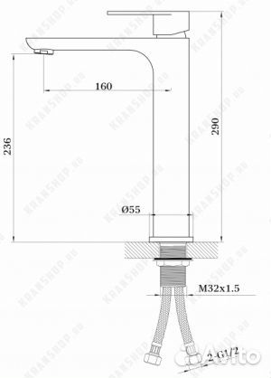 Cмеситель для раковины высокий GB3009 Бронза