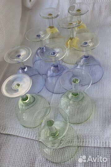 Фужеры цветные хрустальные Богемия, цена за все