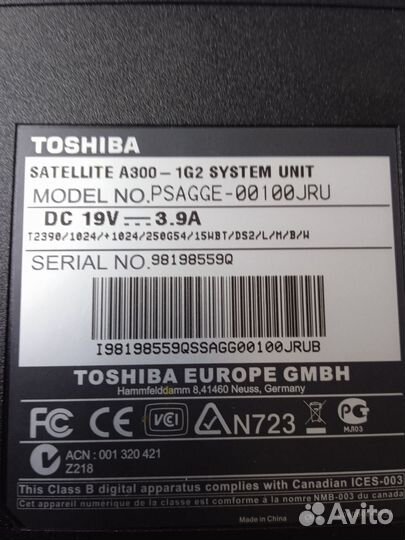 Ноутбук toshiba на запчасти