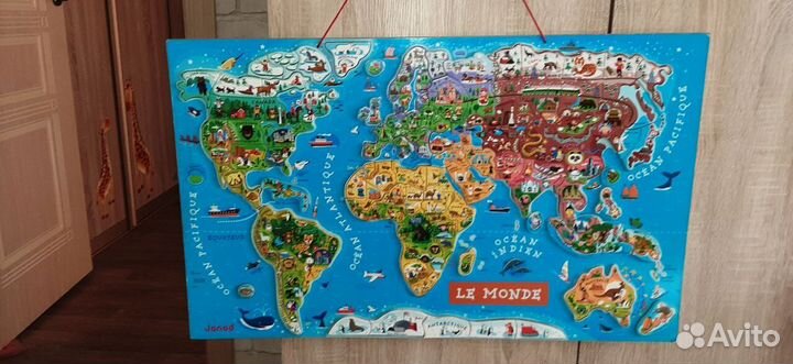 Карта мира пазл на магнитах Janod