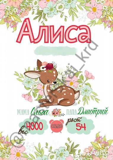 Изготовление именных метриков для малыша