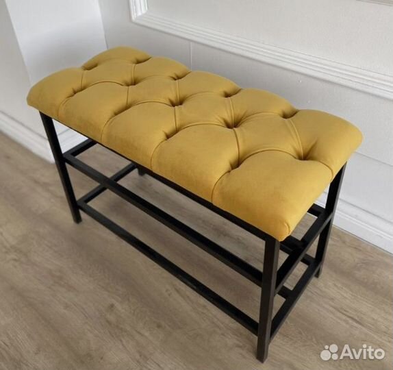 Обувница банкетка железная с мягким сиденьем