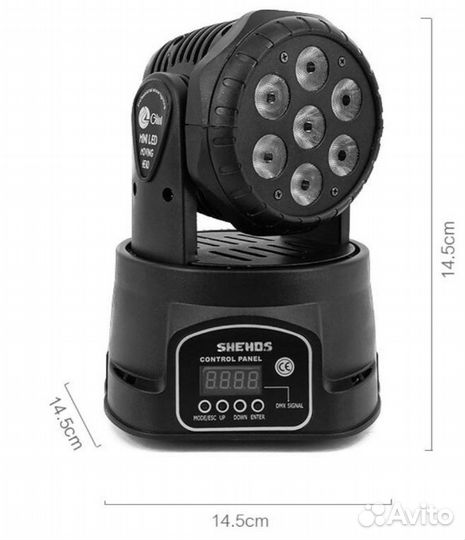 Вращающаяся мини вош-голова 7x12 rgbw Shehds