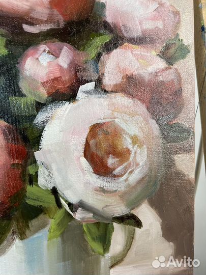 Картина маслом пионы