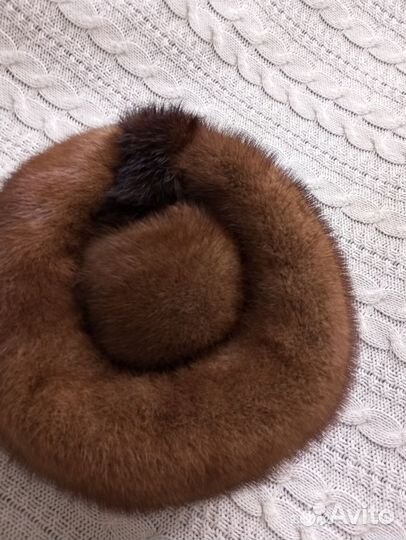Шапка норковая женская, кофейная, 56- 58.размер