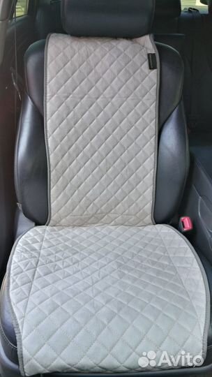 Комплект накидок Алькантара премиум серый-бежевая