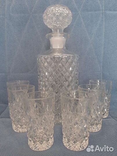 Графин и 6 стопок богемский хрусталь Богемия СССР