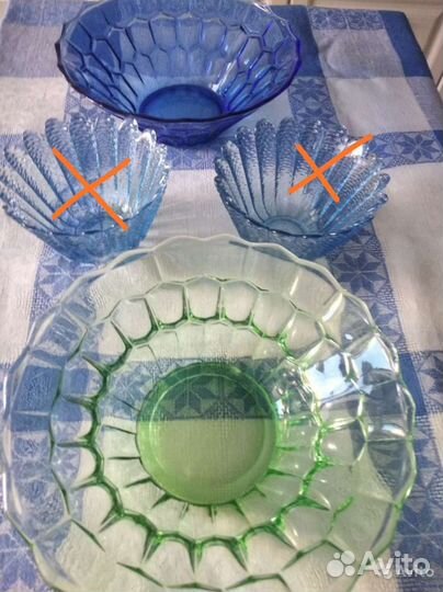 Цветное стекло СССР. Фруктовницы, креманки, рюмки