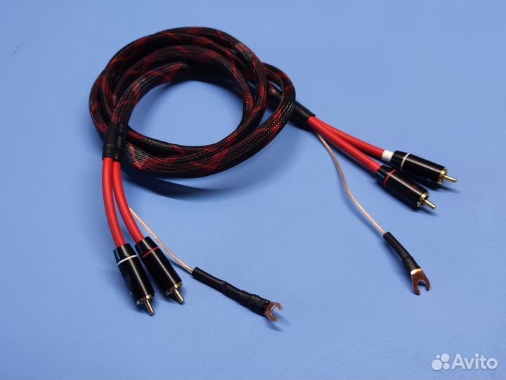 Кабель для фонокоректора 2Rca-2Rca с заземлением