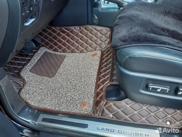 5D Ковры экокожа Toyota LC200 / LX570 - Коричневые
