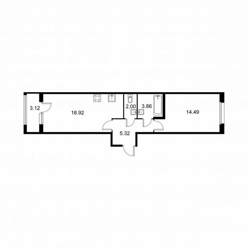 1-к. квартира, 46,2 м², 1/9 эт.