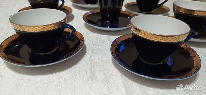 Набор для кофе из кобальтового фарфора