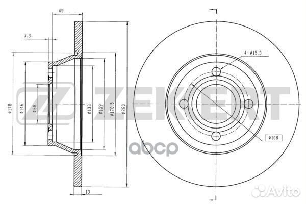 Диск торм. перед. Audi 80 V 91- Coupe II 88- b