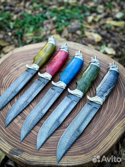 Нож Волк из дамасской стали