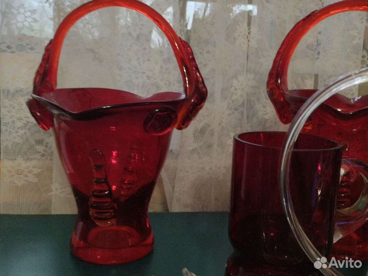 Конфетницы рубиновое цветное стекло СССР