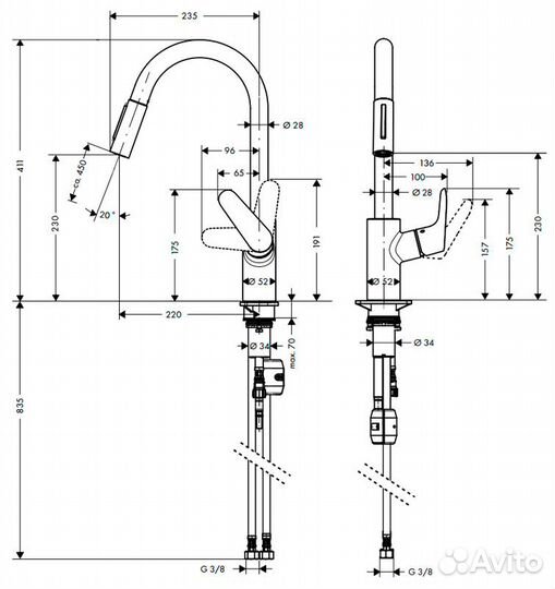 Смеситель для кухонной мойки Hansgrohe Focus 3181