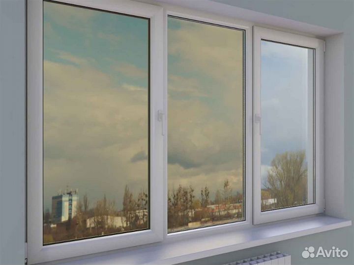 Ремонт окон, стеклопакет триплекс RAL5580