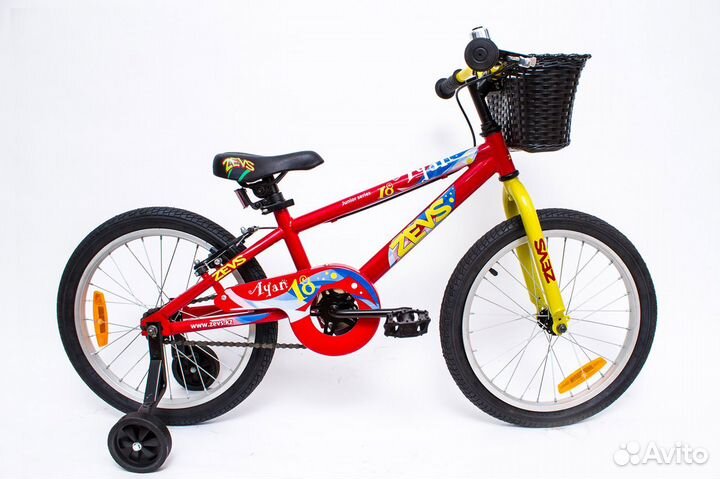 Велосипед ayan детский, красно-желтый, колеса 18''
