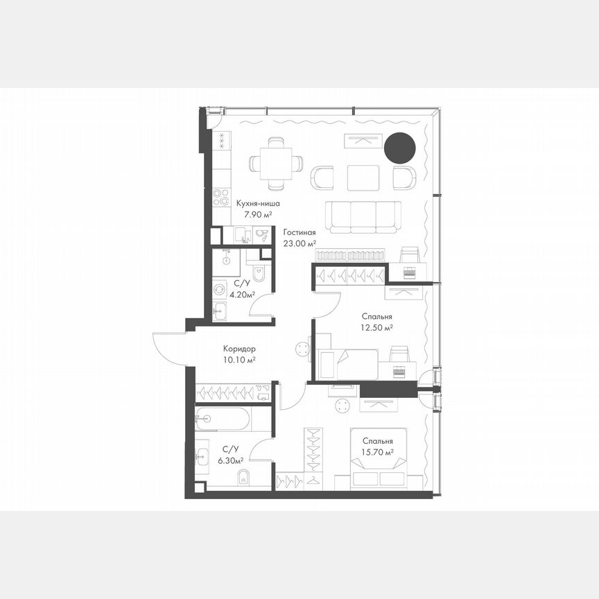 2-к. квартира, 79,7 м², 5/36 эт.