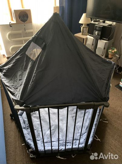 Манеж трансформер металлический с крышей