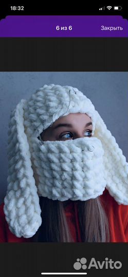 Балаклава вязаная с ушками