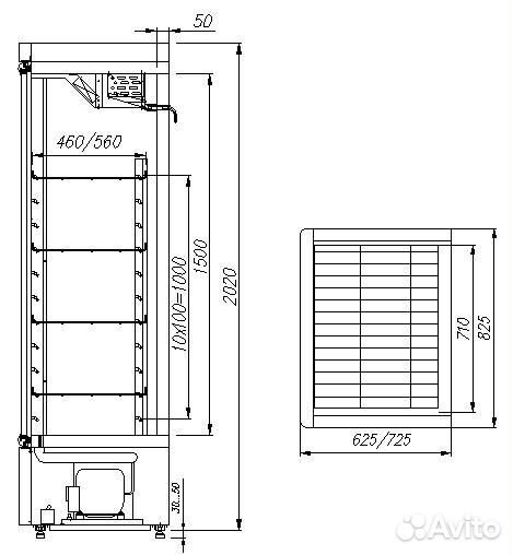 Шкаф холодильный Carboma V560С inox (стекло)(П0000