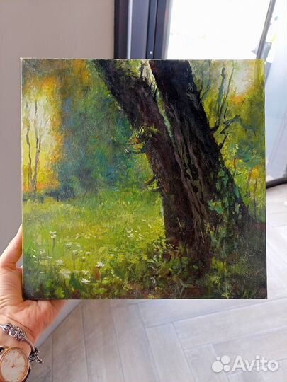 Картина маслом на холсте пейзаж лес