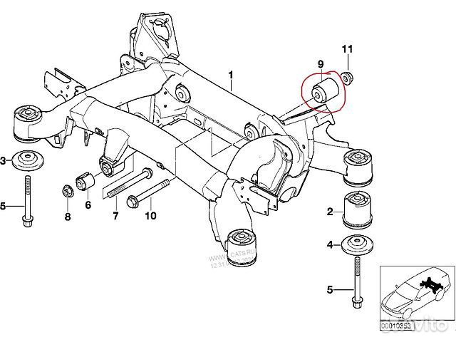 Сайлентблок зад. балки 5Series