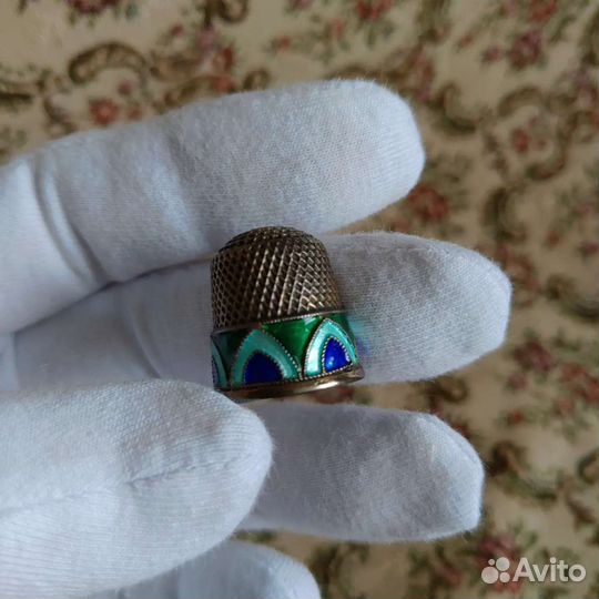Старинный напёрсток серебро 916 пробы эмали СССР