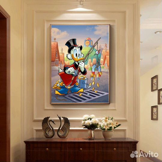 Картина маслом Скрудж Макдак Денежный магнит