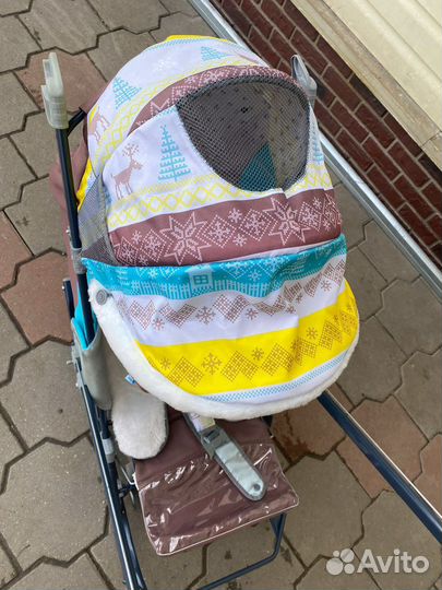 Детские санки коляска с колесами