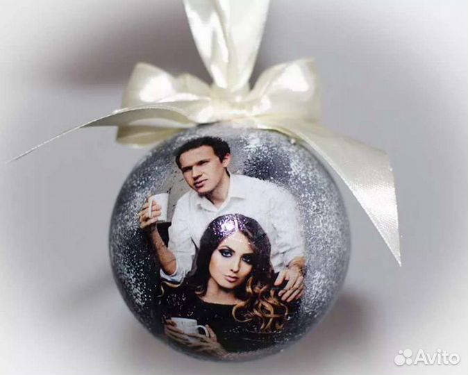 Елочный шар с фото ручной работы