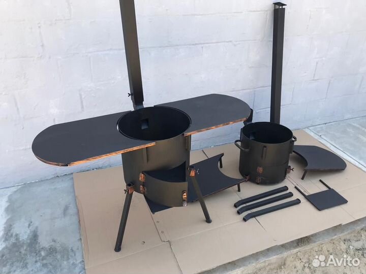 Учаг, печь из 2 и 3мм с полками, трубой и дверцой