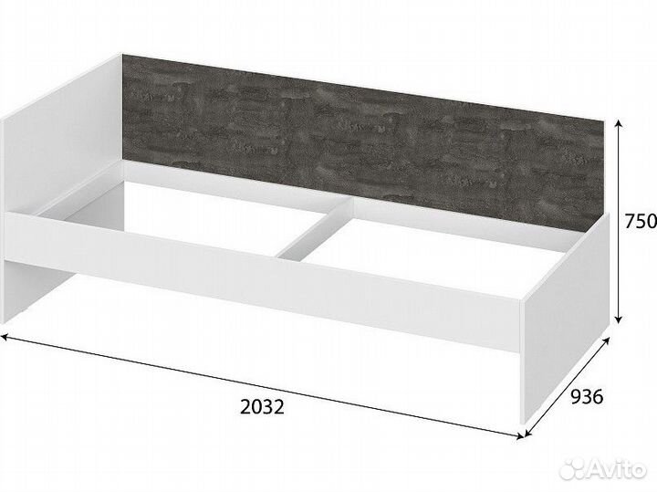 Анри Кровать-диван (0,9х2,0) Белый Текстурный/Железный камень (sv-11850)