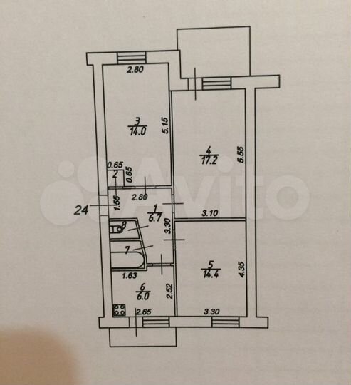 3-к. квартира, 73 м², 4/5 эт.